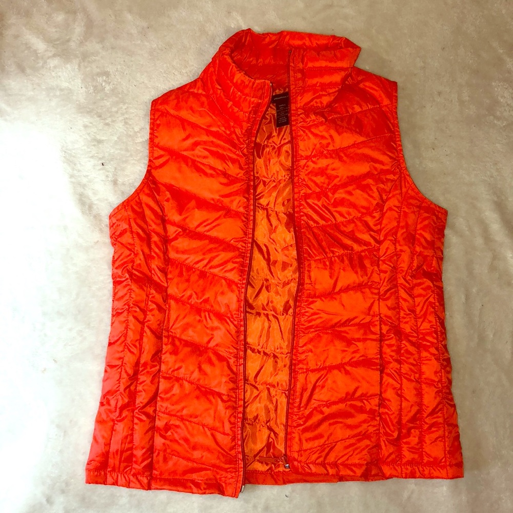 INC Neon Orange Puffer Vest